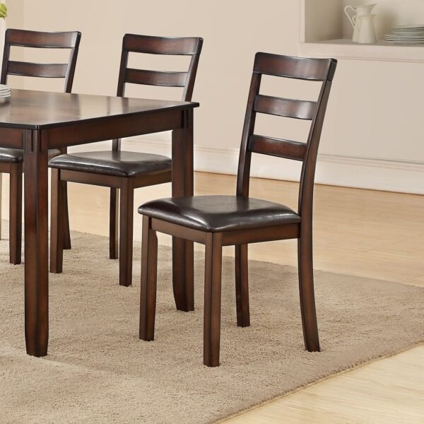 Espresso 6pc Dining Set – Rectangular Table, 4 Chairs & Bench with Cushioned Seats - Image 5