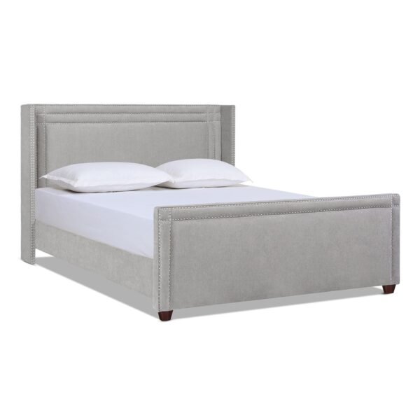 Elegant Elle Wingback Upholstered King Bed in Silver Grey – Modern Statement Piece - Image 4
