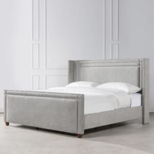 Elegant Elle Wingback Upholstered King Bed in Silver Grey – Modern Statement Piece