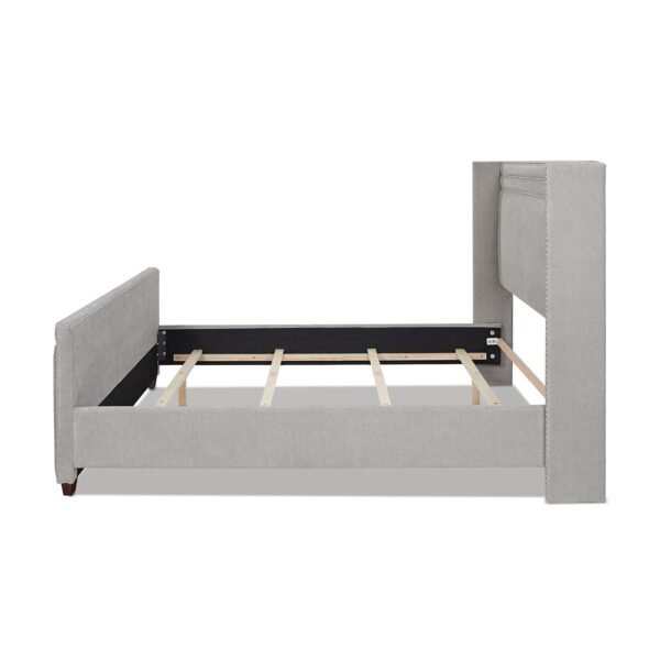 Elegant Elle Wingback Upholstered King Bed in Silver Grey – Modern Statement Piece - Image 8