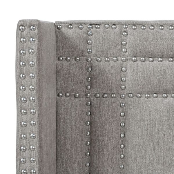 Elegant Elle Wingback Upholstered King Bed in Silver Grey – Modern Statement Piece - Image 9