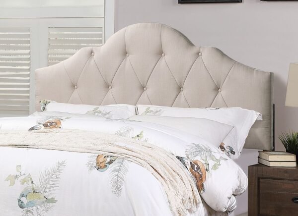 Light Brown Full Upholstered Bed with Adjustable Tufted Headboard - Image 4