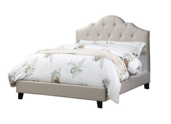 Light Brown Full Upholstered Bed with Adjustable Tufted Headboard - Image 6