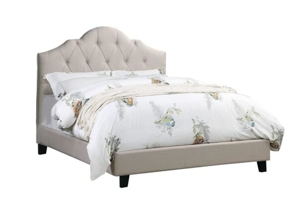 Light Brown Full Upholstered Bed with Adjustable Tufted Headboard - Image 9