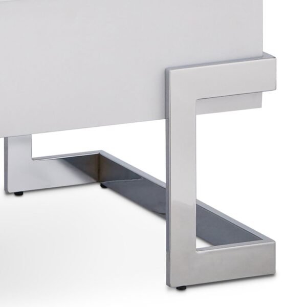 Modern White High Gloss Lift-Top Coffee Table with Chrome Legs & Hidden Storage - Image 5