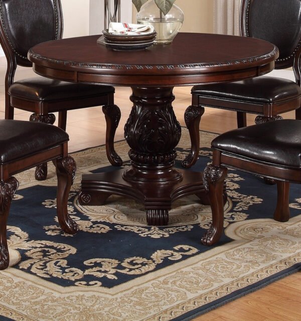Majestic Formal Round Dining Table – Brown Pedestal Base - Image 2