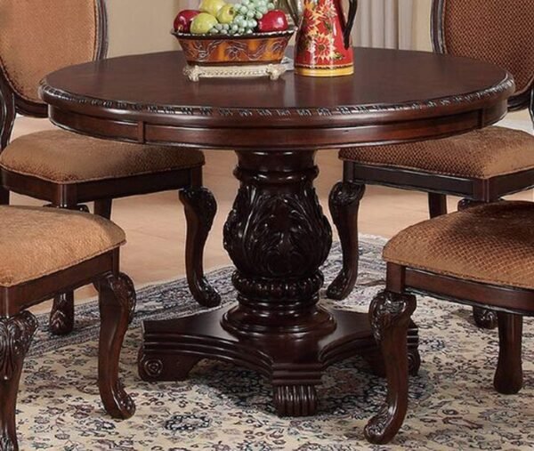 Majestic Formal Round Dining Table – Brown Pedestal Base - Image 3