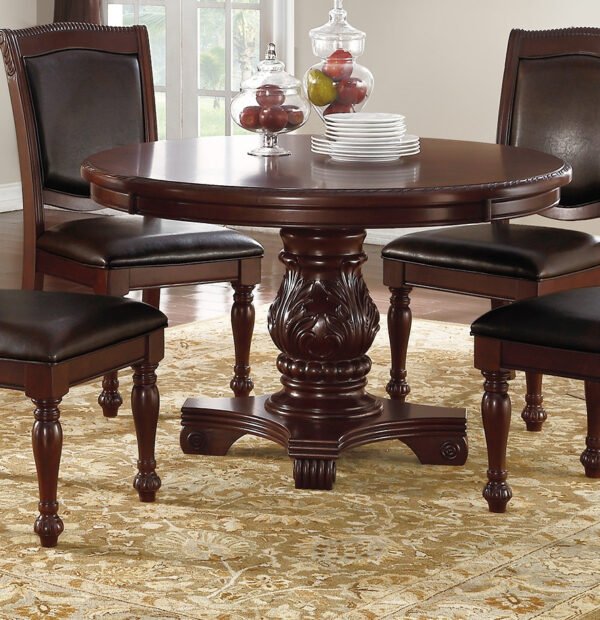Majestic Formal Round Dining Table – Brown Pedestal Base - Image 4