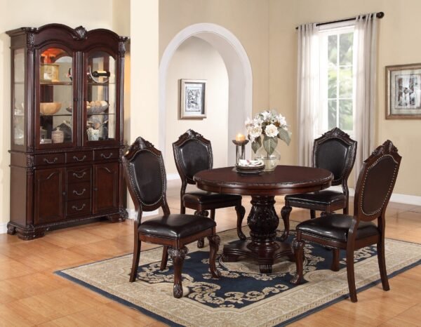 Majestic Formal Round Dining Table – Brown Pedestal Base - Image 7