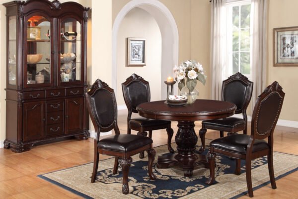 Majestic Formal Round Dining Table – Brown Pedestal Base - Image 8