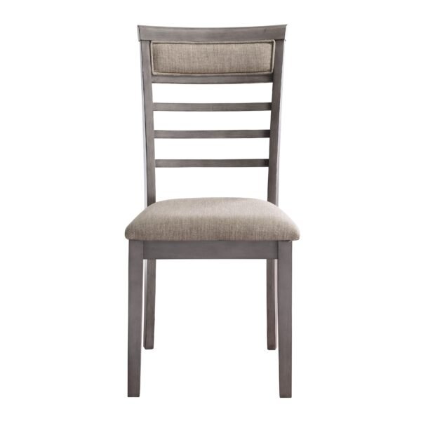 Gray 5pc Dining Set – Wooden Table with 4 Upholstered Chairs, Transitional Style - Image 7
