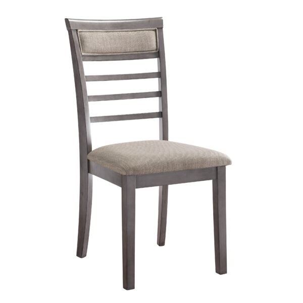 Gray 5pc Dining Set – Wooden Table with 4 Upholstered Chairs, Transitional Style - Image 8