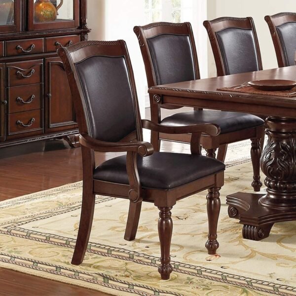 Majestic Royal 9pc Dining Set – Formal Double Pedestal Table with 8 Upholstered Chairs - Image 2