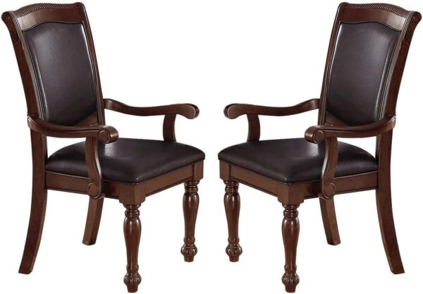 Majestic Royal 9pc Dining Set – Formal Double Pedestal Table with 8 Upholstered Chairs - Image 12