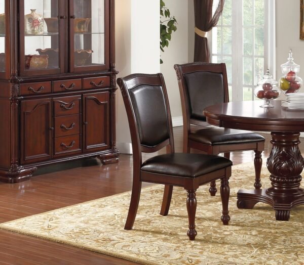 Majestic Royal 9pc Dining Set – Formal Double Pedestal Table with 8 Upholstered Chairs - Image 3