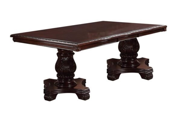 Majestic Royal 9pc Dining Set – Formal Double Pedestal Table with 8 Upholstered Chairs - Image 5