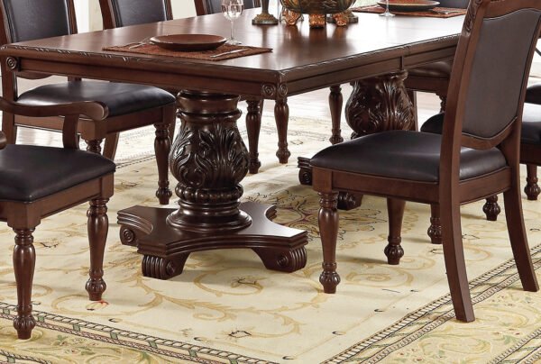 Majestic Royal 9pc Dining Set – Formal Double Pedestal Table with 8 Upholstered Chairs - Image 7