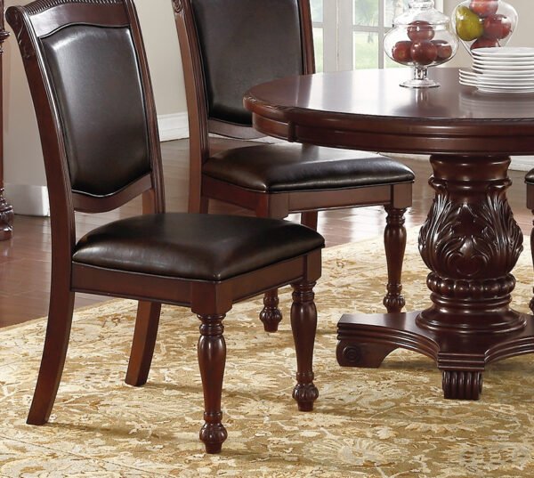 Majestic Royal 9pc Dining Set – Formal Double Pedestal Table with 8 Upholstered Chairs - Image 10