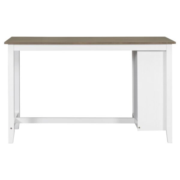 TREXM 5-Piece Counter Height Dining Set with Wine Rack & Glass Holders – Brown & Whitewash - Image 5
