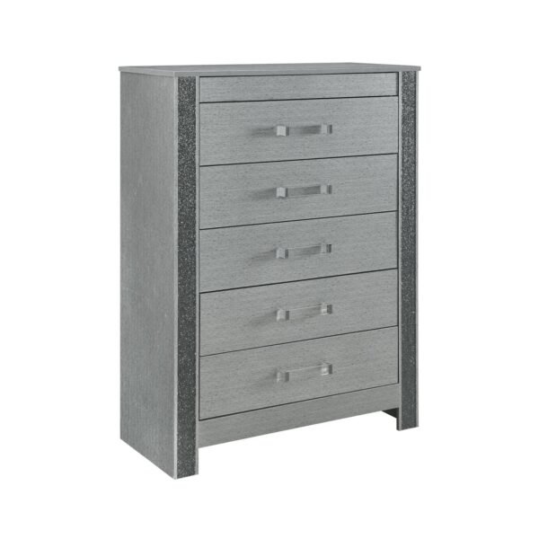 Lorenzo Silver 5-Piece Queen Bedroom Set with Built-In Lighting & Storage – Contemporary Glam Style - Image 4