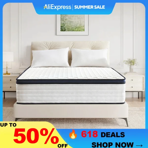 Queen Size Mattress Gel Memory Foam Hybrid Mattress , Pressure Relief, Medium Firm Comfort, Motion Isolation, Mattress in a box