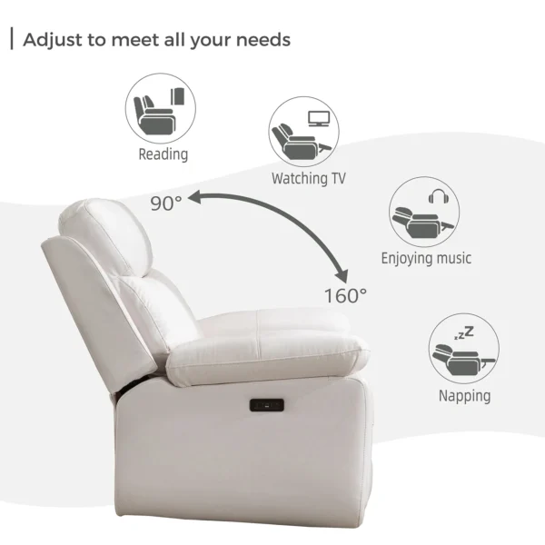 Power Recliner Chair w/ LED Light, USB Port Faux Leather Electric Reclining Chair Home Theater Seating (M046) - Image 4