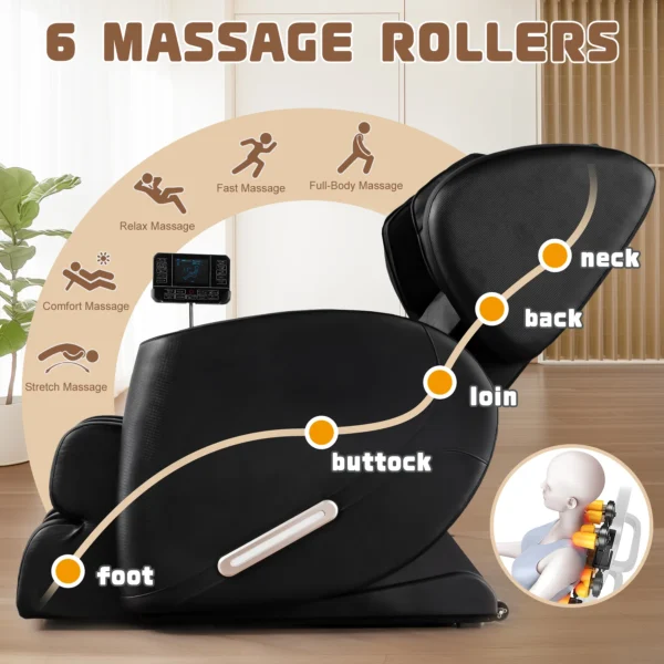 Massage Chair with Zero Gravity, Massage Chair Recliner with Heating, Airbags, Foot Roller，Bluetooth Speaker - Image 6