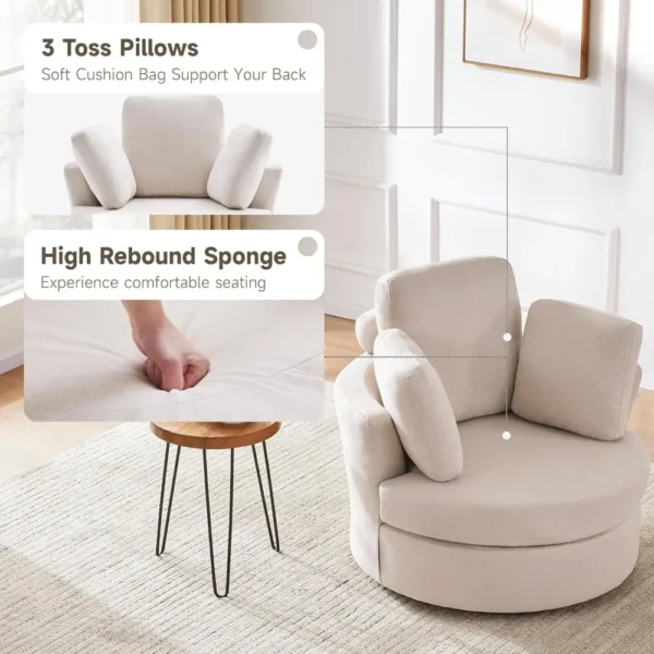Oversized Swivel Barrel Chair with Ottoman and Removable Headrest – Modern 360° Lounge Comfort - Image 5