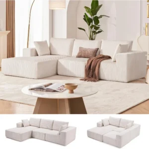 Modular Velvet L-Shaped Sofa