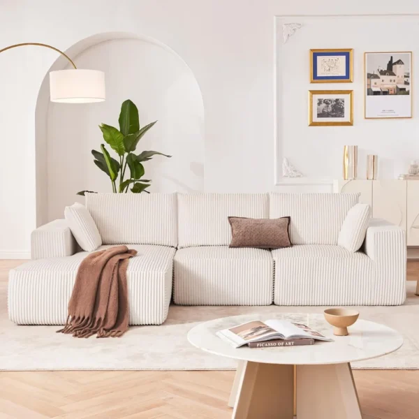 Modular Velvet L-Shaped Sofa - Image 2