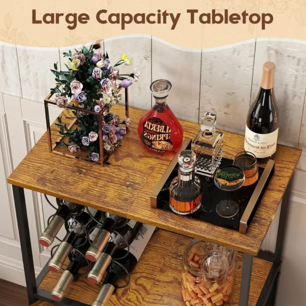 Bar Cabinet with Detachable Wine Rack, Liquor Stand for Home Bar, Mini Table with Glass Holder, Small Sideboard with Mesh Door - Image 4