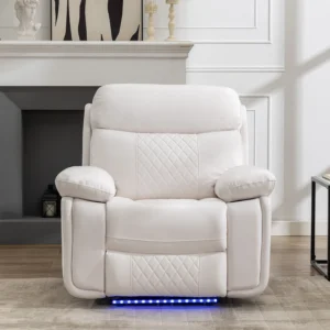 Power Recliner Chair w/ LED Light, USB Port Faux Leather Electric Reclining Chair Home Theater Seating (M046)