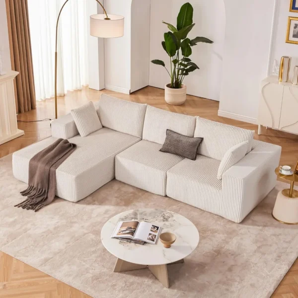 Modular Velvet L-Shaped Sofa - Image 4