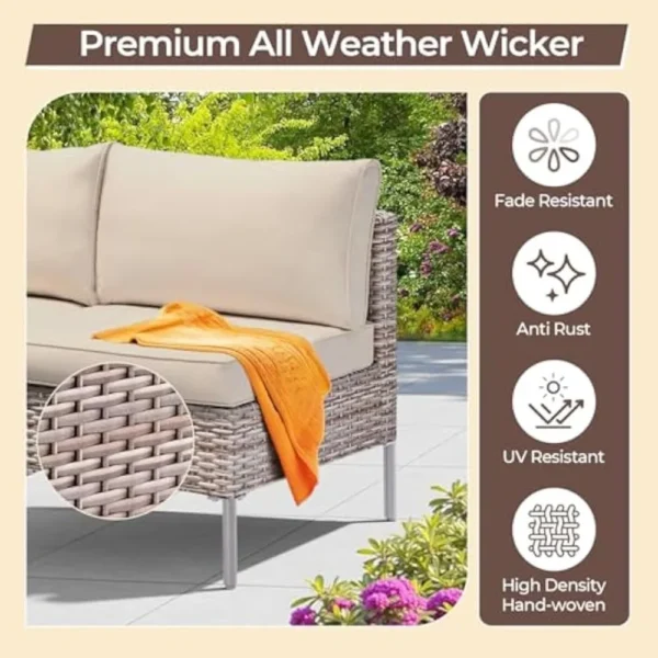 3-Piece PE Rattan Patio Furniture Set with Cushions & Coffee Table - Image 2