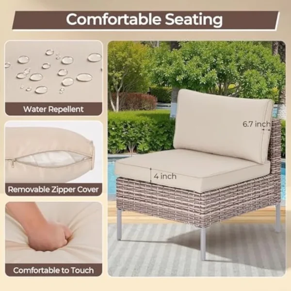 3-Piece PE Rattan Patio Furniture Set with Cushions & Coffee Table - Image 3